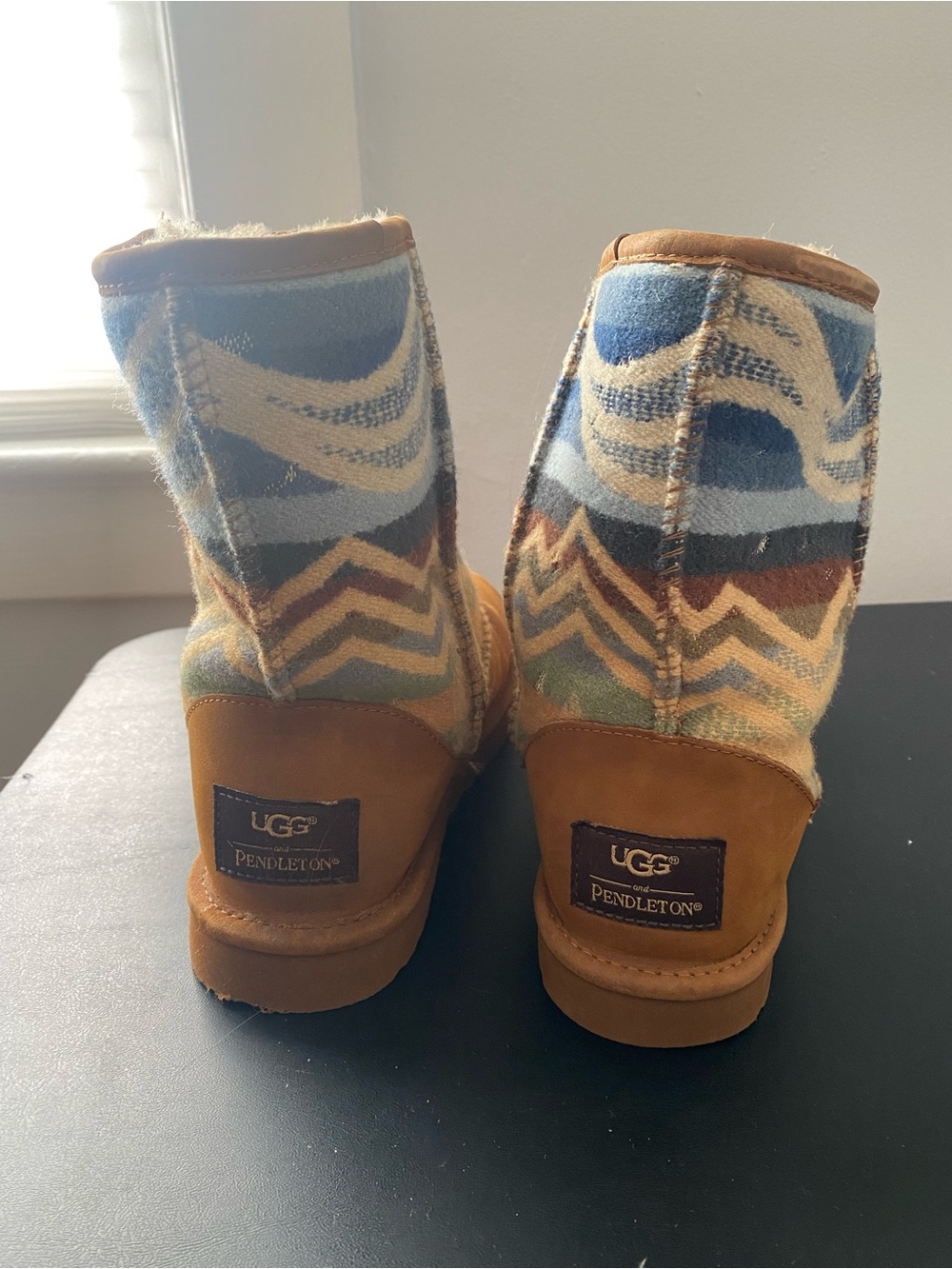 UGG x Pendleton Patterned Wool Ankle Boots - Blue, Tan, Brown